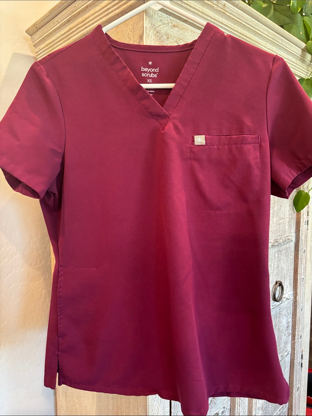 Beyond Scrubs Women's V-Neck Scrub Top & Bottom in BurgundySCRUB SET